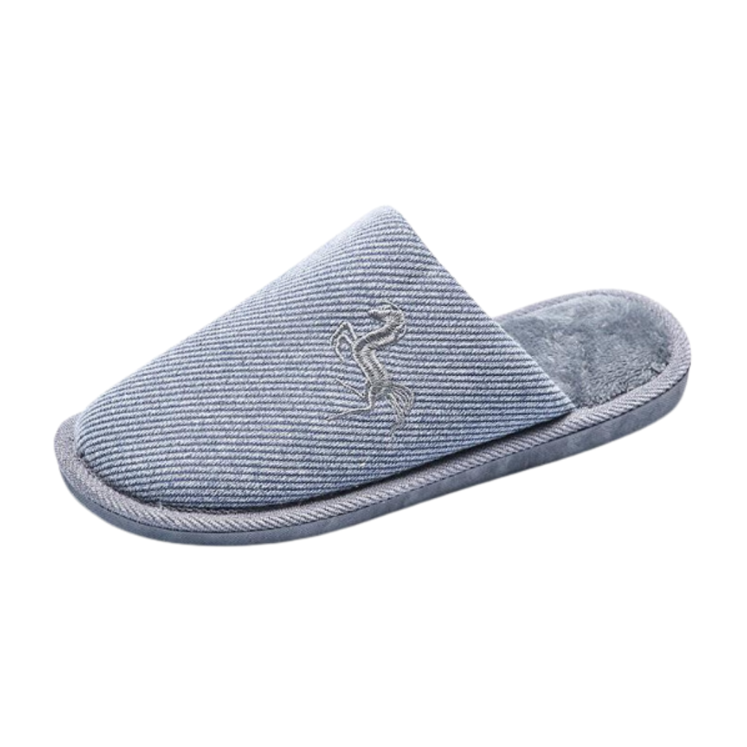 Herren Hausschuhe mit Stickerei – Komfortable Pantoffeln in Schwarz, Marineblau, Grau und Kamel (Größe 41-46)
