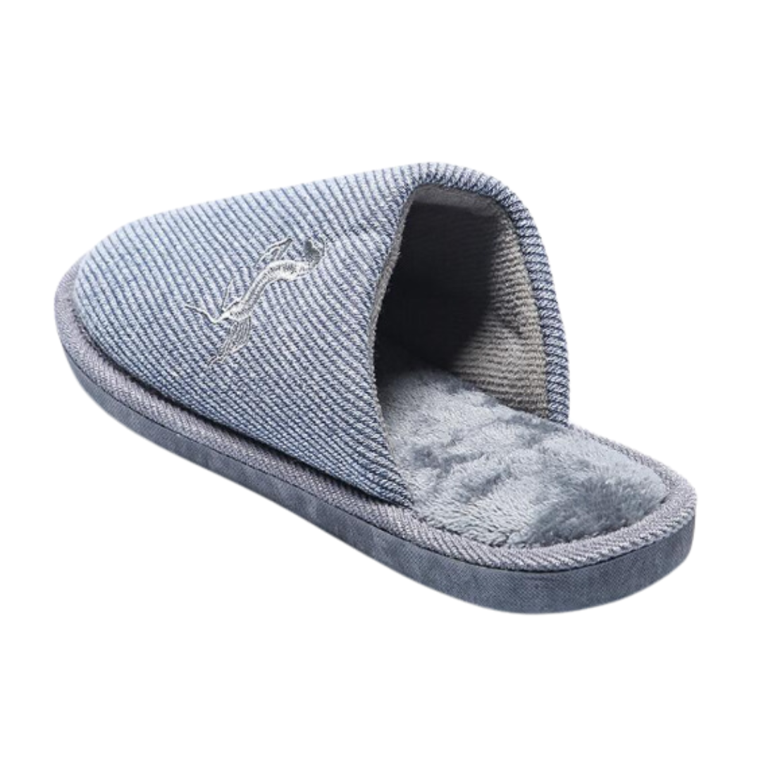 Herren Hausschuhe mit Stickerei – Komfortable Pantoffeln in Schwarz, Marineblau, Grau und Kamel (Größe 41-46)