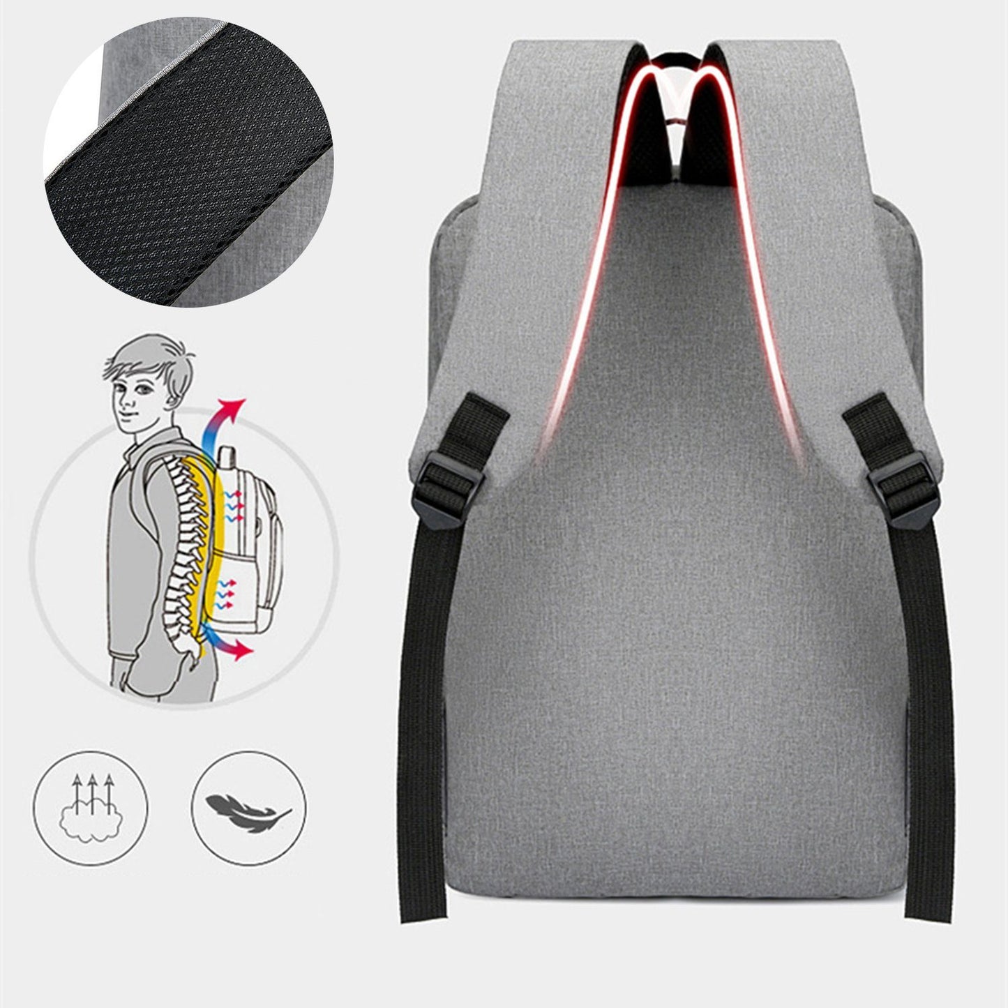 Multifunktionaler Sportrucksack mit Laptopfach und USB-Ladeanschluss für Unterwegs