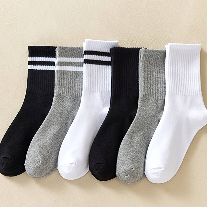 6 Paar Gestreifte Unisex Sportsocken - Bequem und Strapazierfähig