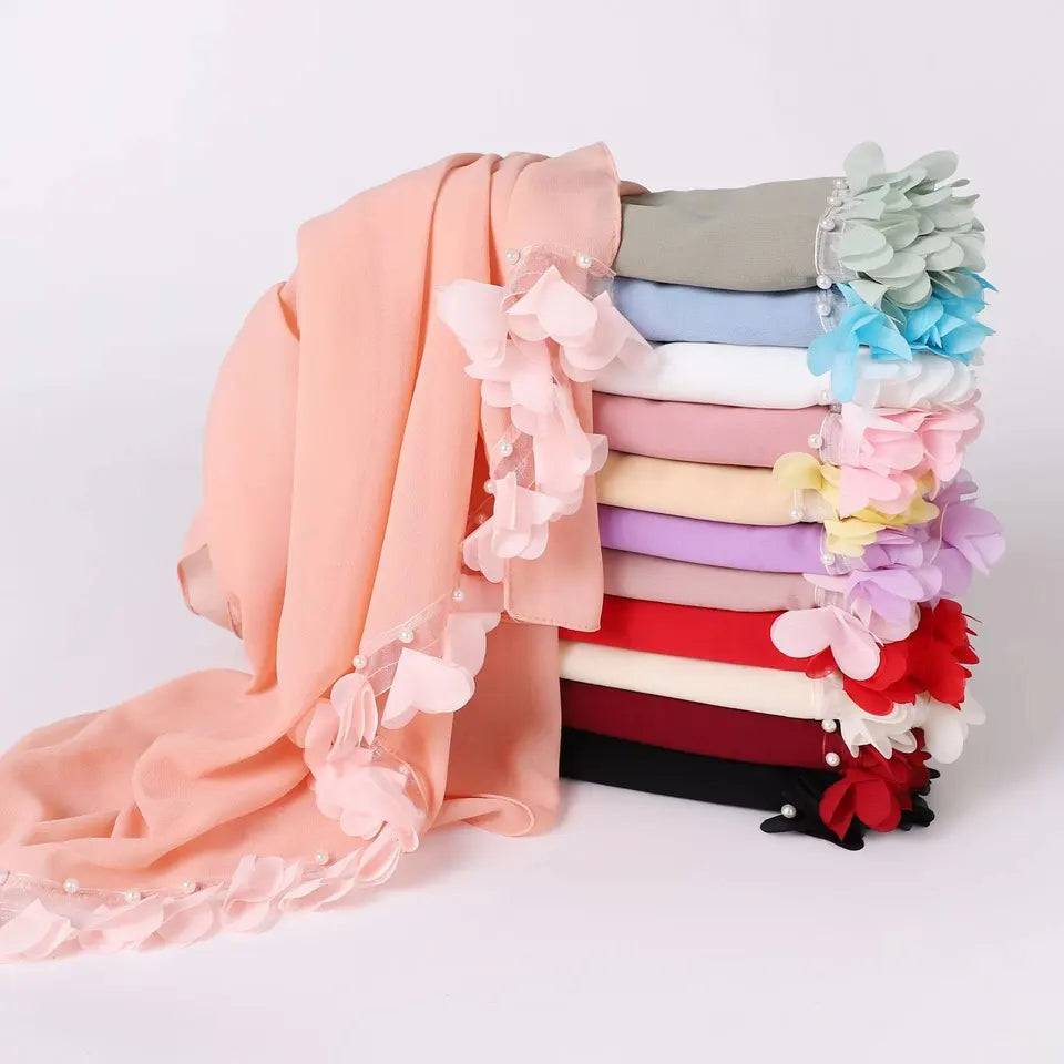 Hijab Chiffon 70*175 CM Leicht 135g Optimaler Halt und Hoher Tragekomfor 6 Farbe