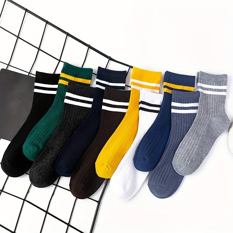 10 Paar Bunte Gestreifte Unisex Socken - Komfortabel und Modisch