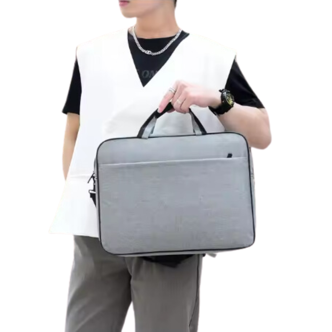 Laptop-Tasche für 15,6 & 17 Zoll – Wasserdicht, Slim Design, Business-Aktentasche mit Schultergurt – Grau & Schwarz