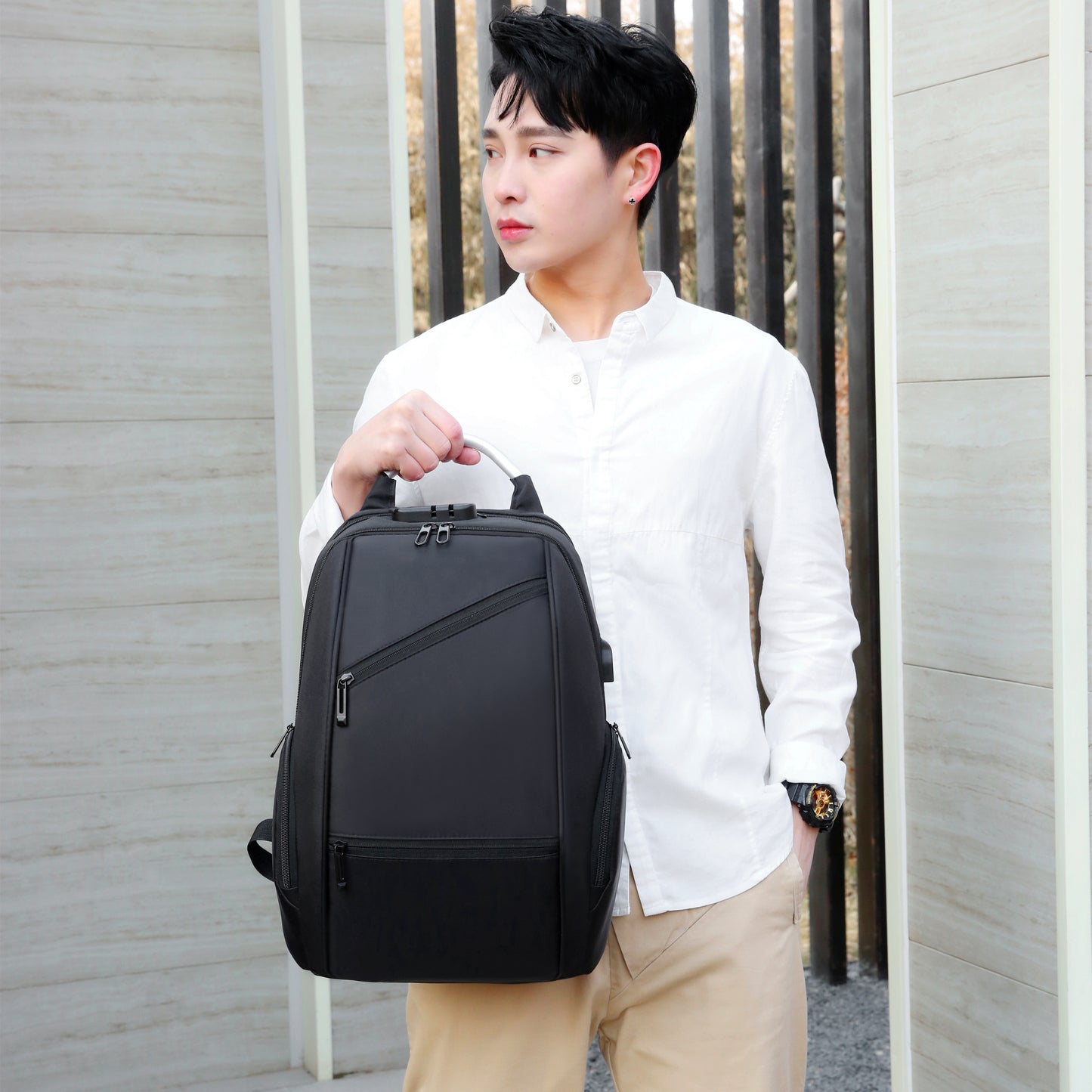 Herren Laptop Rucksack mit Passwortsperre und USB-Ladeanschluss - Ideal für Arbeit und Reisen und schule
