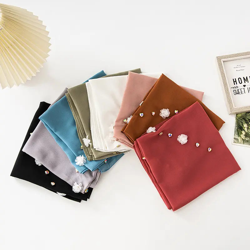 Hijab Chiffon 6 Farbe 80-80 CM Leicht 120g Optimaler Halt und Hoher Tragekomfor