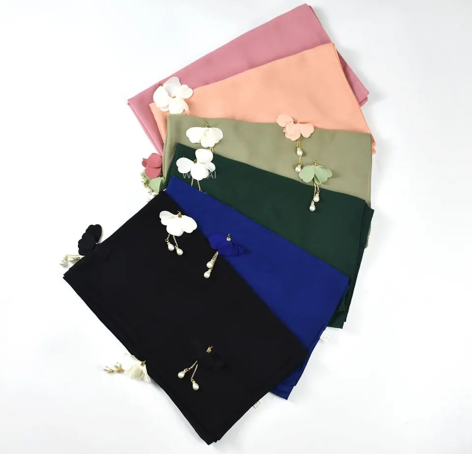 Hijab Chiffon 180-70 CM Leicht 130g Optimaler Halt 4 Farbe