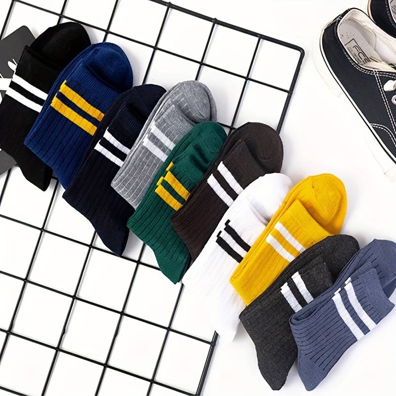 10 Paar Bunte Gestreifte Unisex Socken - Komfortabel und Modisch