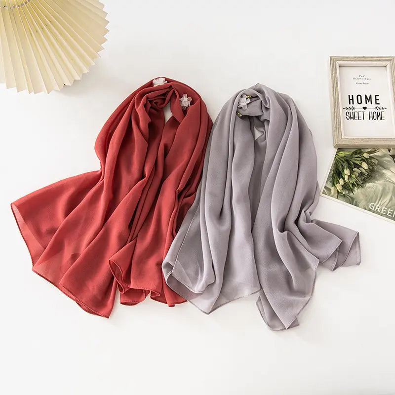 Hijab Chiffon 6 Farbe 80-80 CM Leicht 120g Optimaler Halt und Hoher Tragekomfor