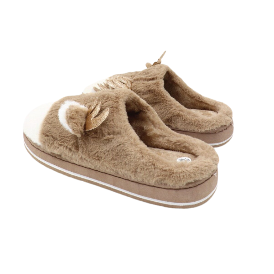 Kuschelige Rentier-Hausschuhe für Damen – Bequeme Winter-Pantoffeln in Braun, Grau & Rosa