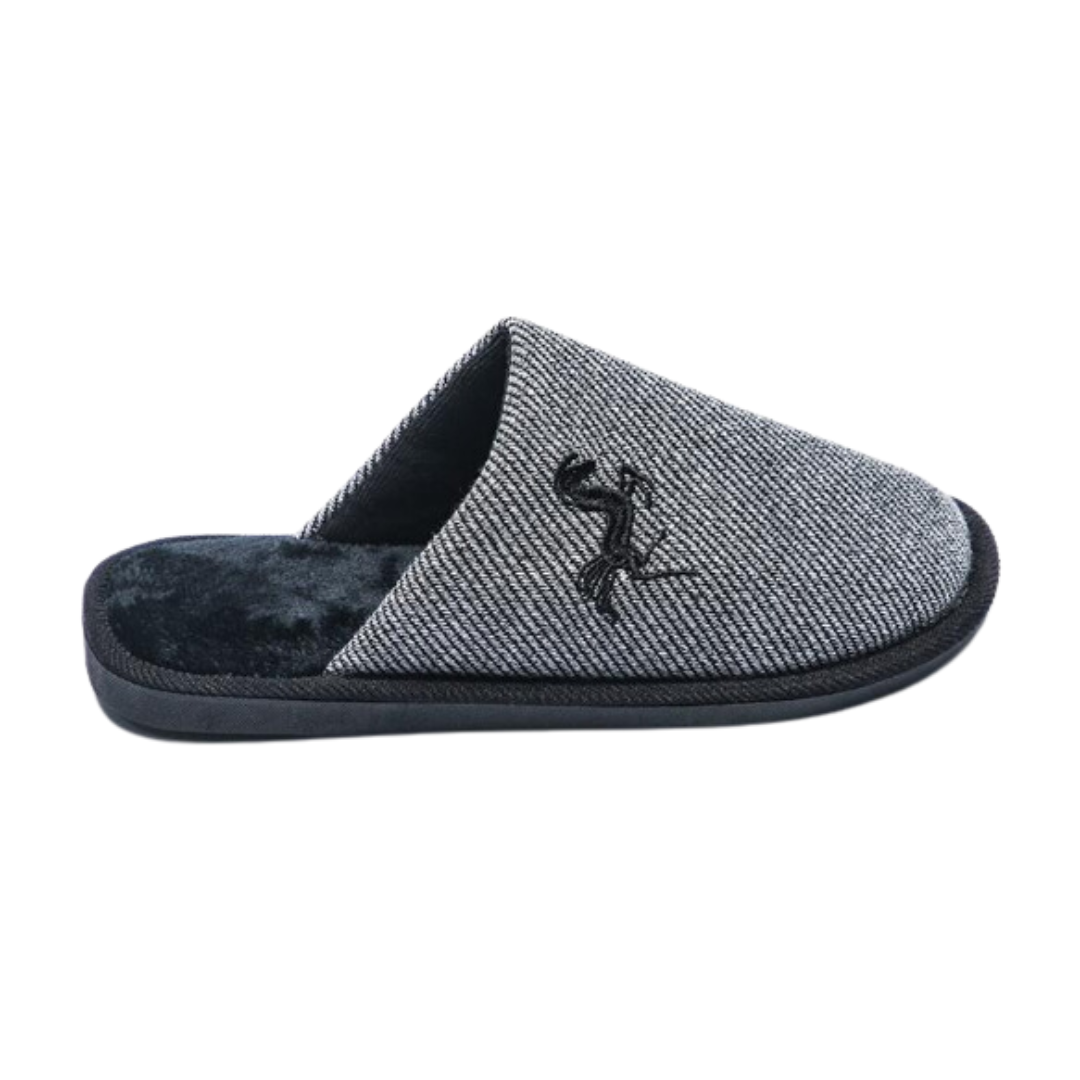 Herren Hausschuhe mit Stickerei – Komfortable Pantoffeln in Schwarz, Marineblau, Grau und Kamel (Größe 41-46)