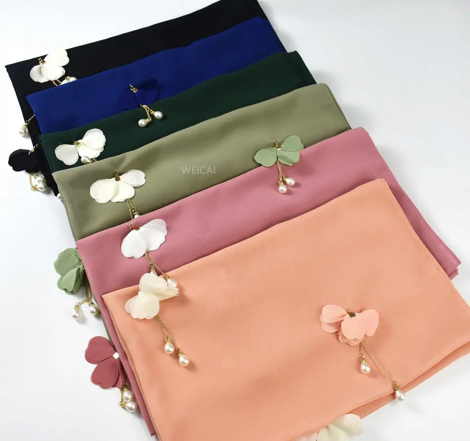 Hijab Chiffon 180-70 CM Leicht 130g Optimaler Halt 4 Farbe