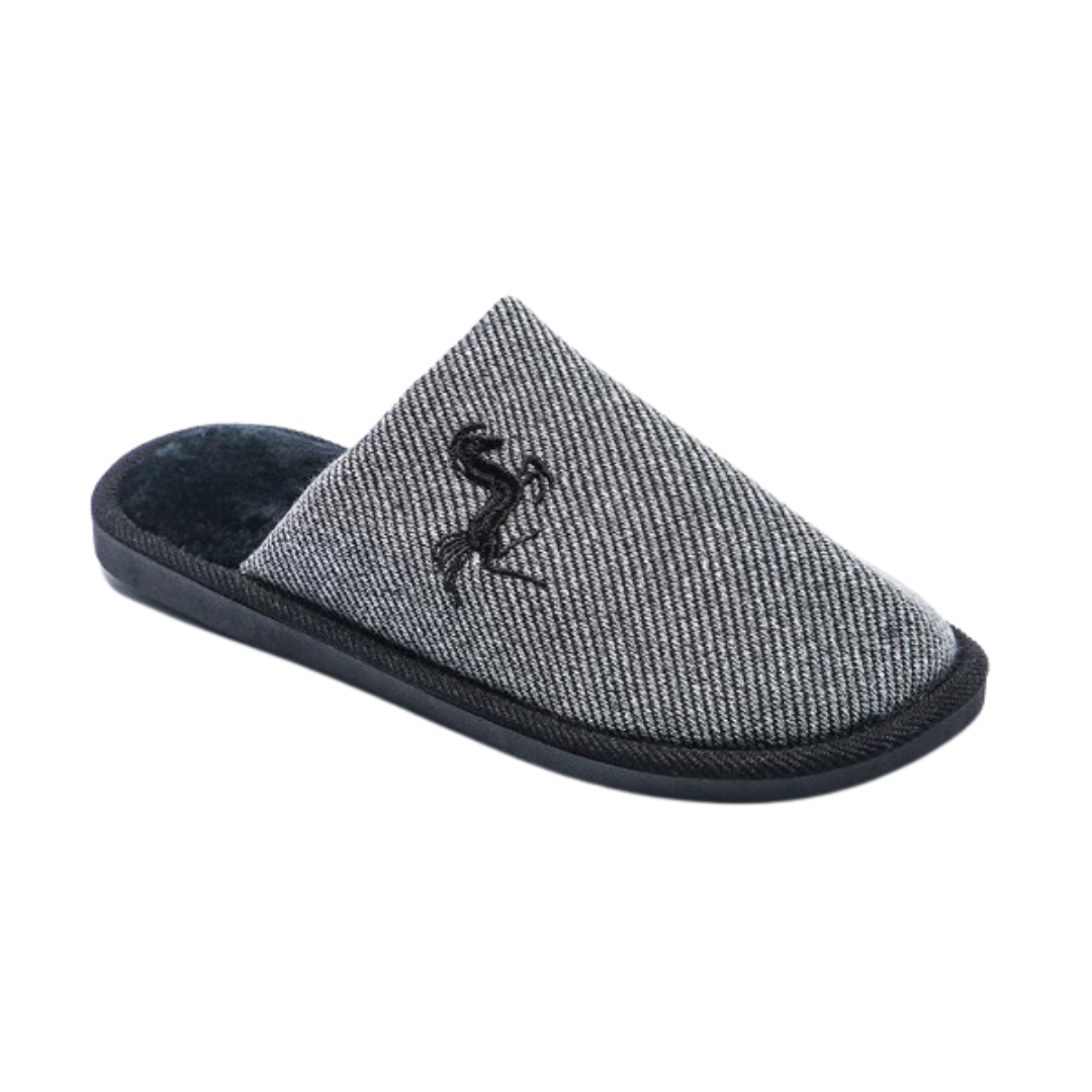 Herren Hausschuhe mit Stickerei – Komfortable Pantoffeln in Schwarz, Marineblau, Grau und Kamel (Größe 41-46)
