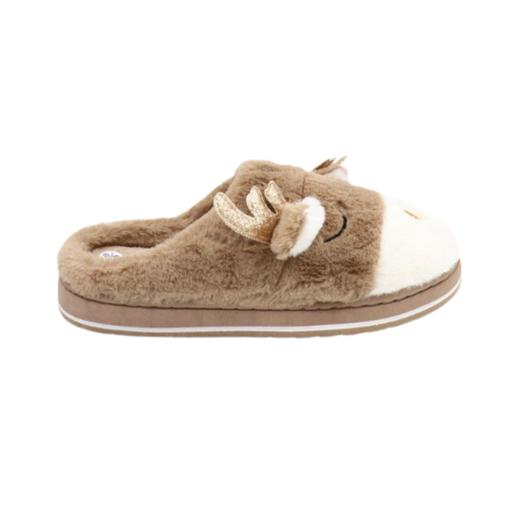 Kuschelige Rentier-Hausschuhe für Damen – Bequeme Winter-Pantoffeln in Braun, Grau & Rosa