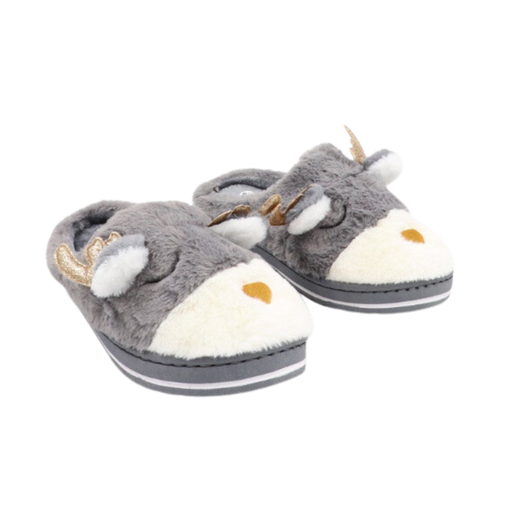 Kuschelige Rentier-Hausschuhe für Damen – Bequeme Winter-Pantoffeln in Braun, Grau & Rosa
