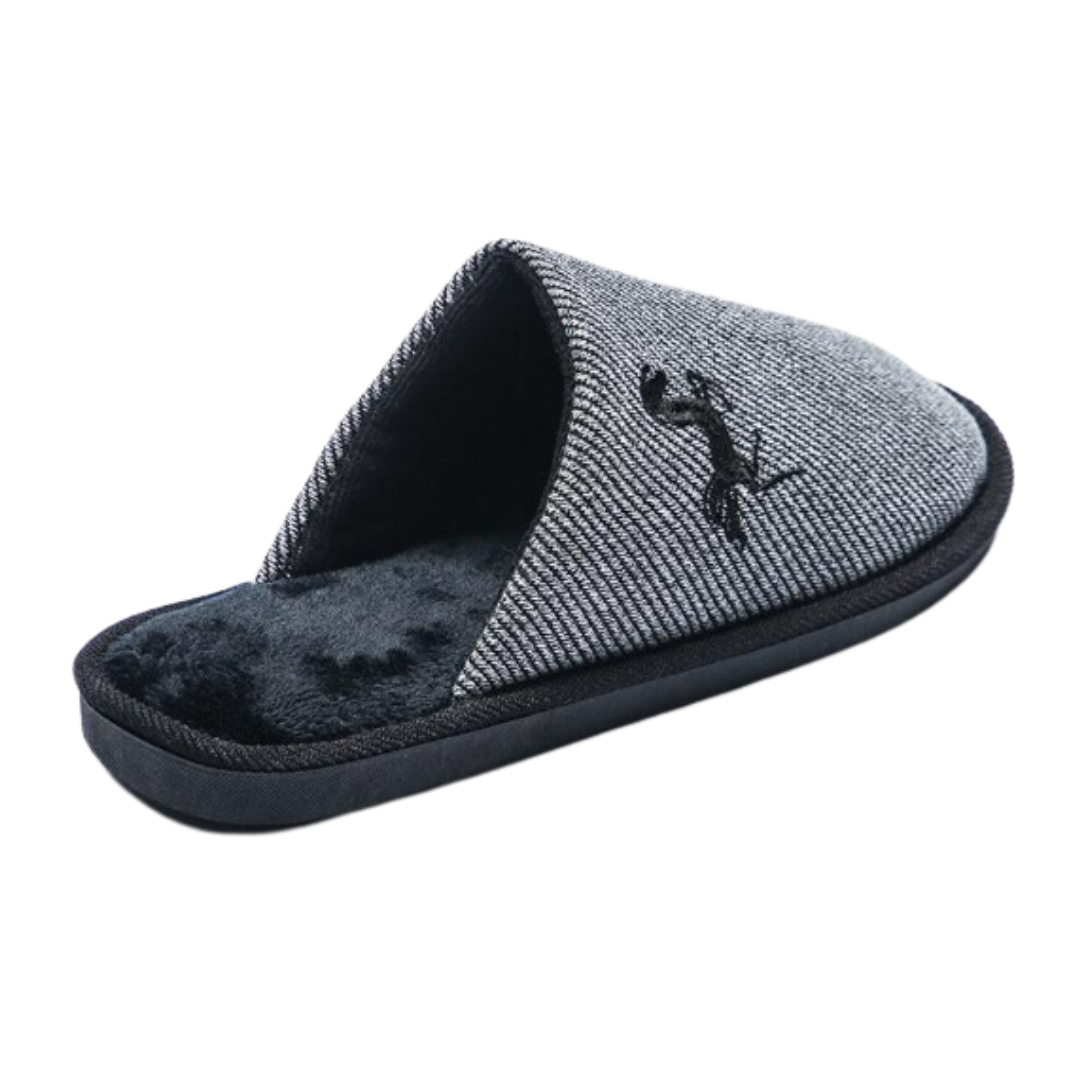 Herren Hausschuhe mit Stickerei – Komfortable Pantoffeln in Schwarz, Marineblau, Grau und Kamel (Größe 41-46)