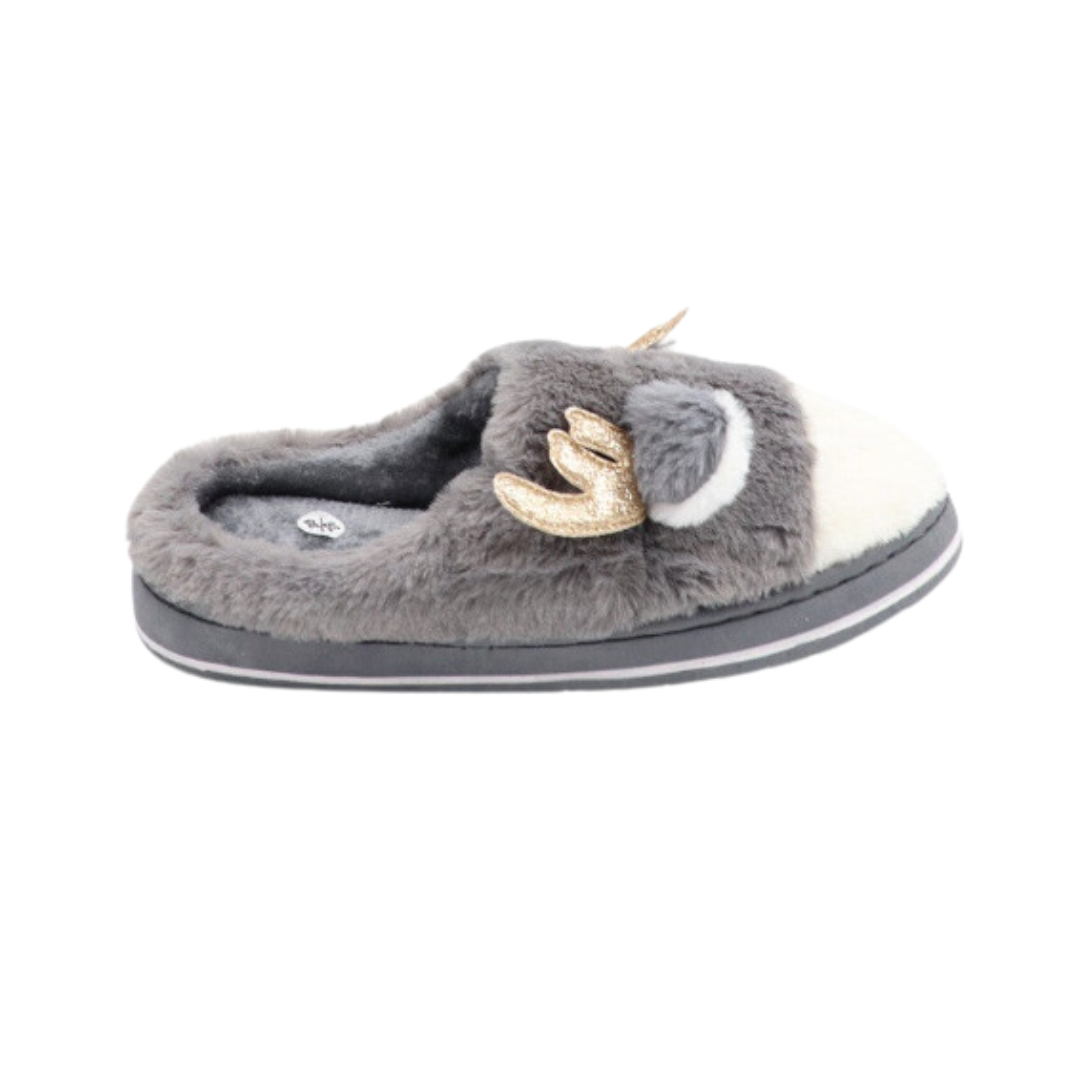 Kuschelige Rentier-Hausschuhe für Damen – Bequeme Winter-Pantoffeln in Braun, Grau & Rosa