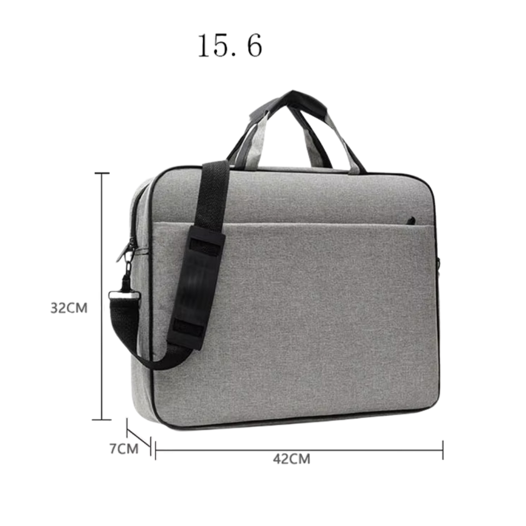 Laptop-Tasche für 15,6 & 17 Zoll – Wasserdicht, Slim Design, Business-Aktentasche mit Schultergurt – Grau & Schwarz