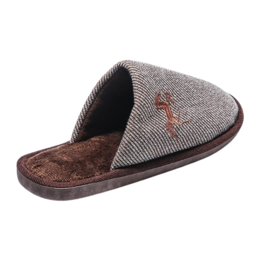 Herren Hausschuhe mit Stickerei – Komfortable Pantoffeln in Schwarz, Marineblau, Grau und Kamel (Größe 41-46)