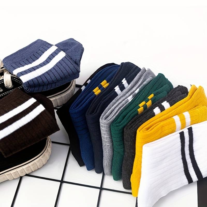 10 Paar Bunte Gestreifte Unisex Socken - Komfortabel und Modisch