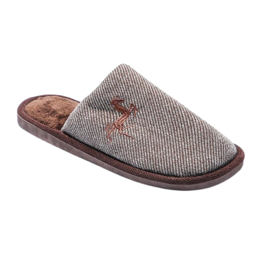 Herren Hausschuhe mit Stickerei – Komfortable Pantoffeln in Schwarz, Marineblau, Grau und Kamel (Größe 41-46)