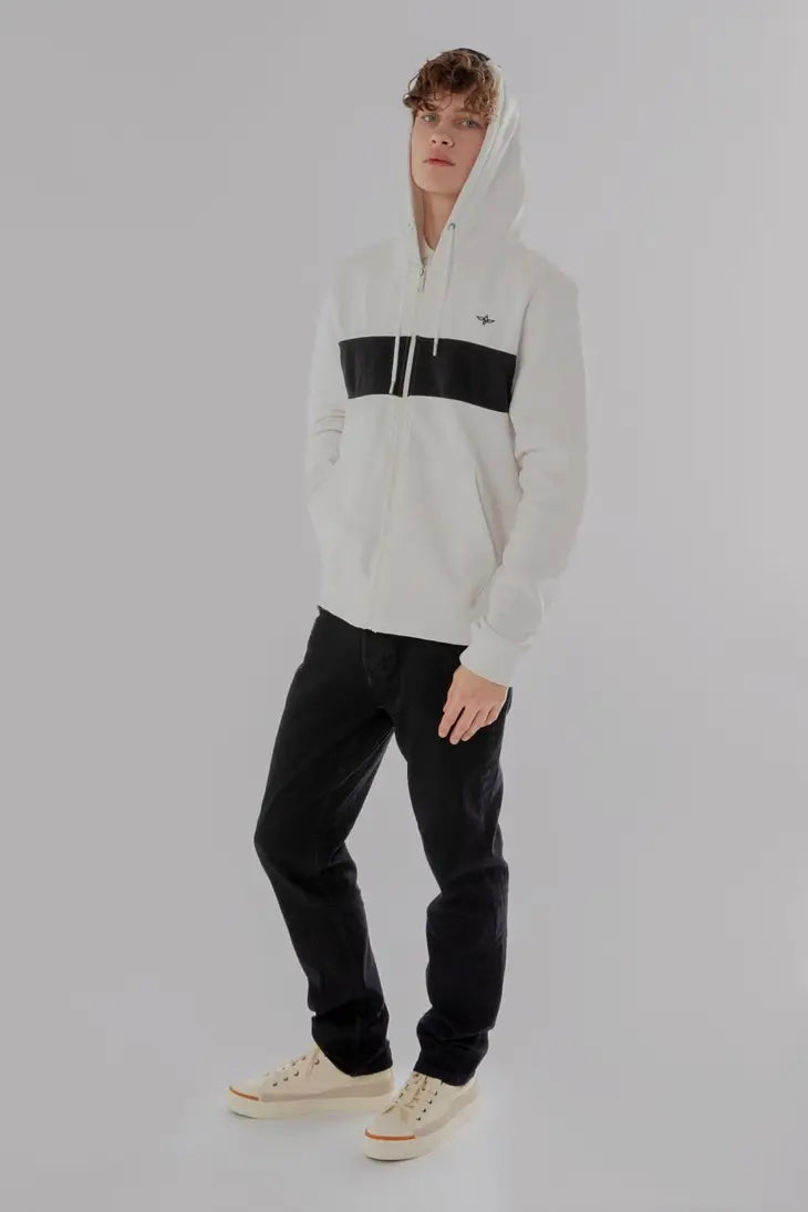 Reißverschluss Hoodie aus Baumwoll-Fleece (Weiß)
