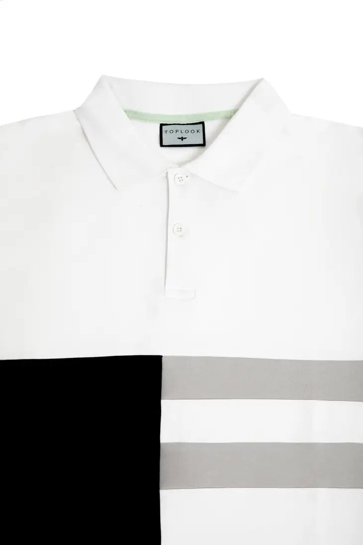 T-Shirt Herren 100% Baumwolle Rundhals Kurzarm mit vertikalem Panel in Weiß Shirt aus Natürlich L,XL, 2XL