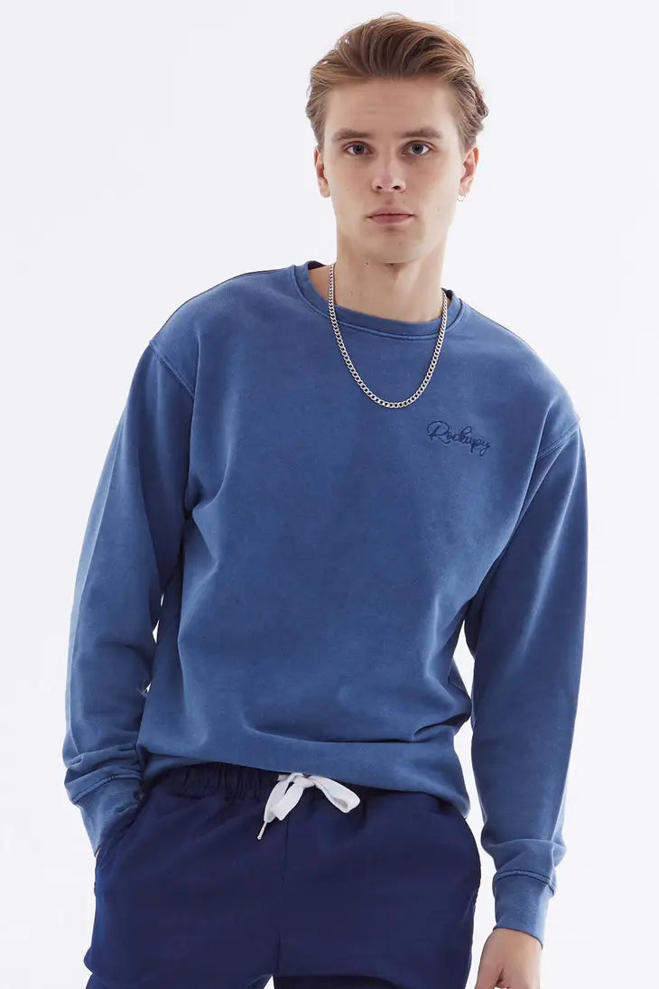 Sweatshirt mit Wickelstickerei und Stückfärben-Effekt aus 100% Baumwolle