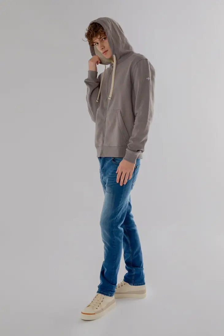 Kapuzenpullover mit Reißverschluss aus Baumwoll-Fleece