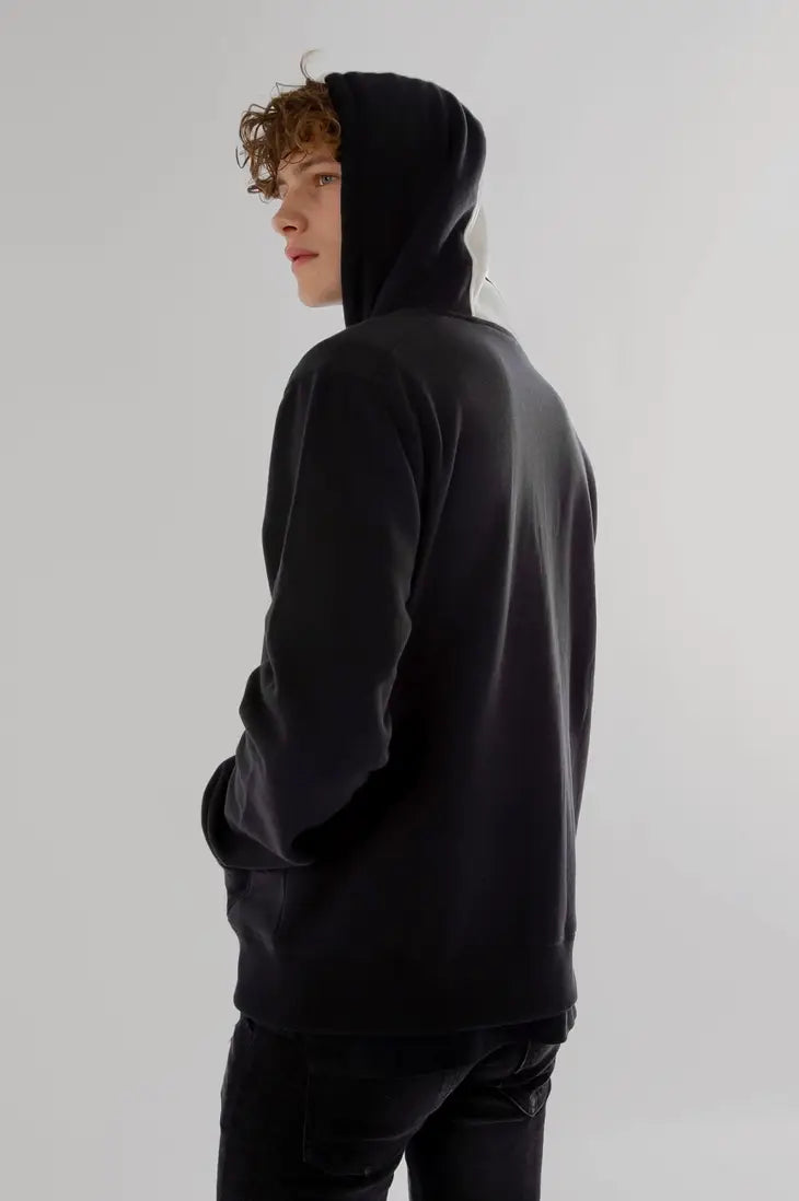 Reißverschluss Hoodie aus Baumwoll-Fleece (SCHWARZ)