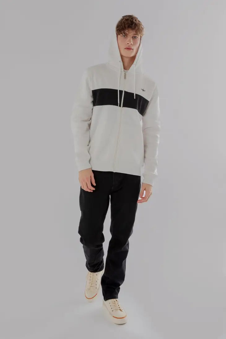Reißverschluss Hoodie aus Baumwoll-Fleece (Weiß)