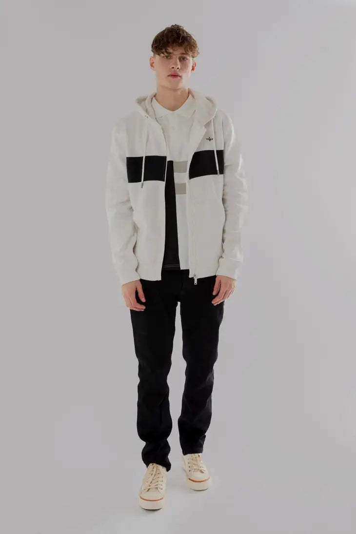 Reißverschluss Hoodie aus Baumwoll-Fleece (Weiß)