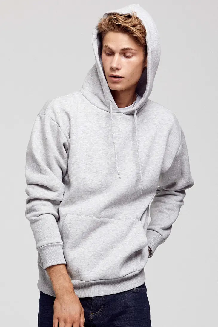 Komfortables Langarm-Kapuzen-Sweatshirt (Hoodie) mit Ton-in-Ton-Wickellogo-Stickerei und Kängurutaschen