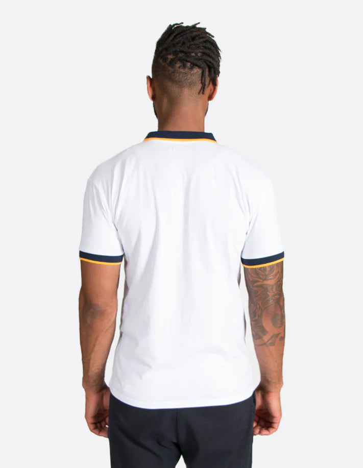 T-Shirt Herren 95% Baumwolle Rundhals Blau und Gold Kurzarm Shirt aus Natürlich