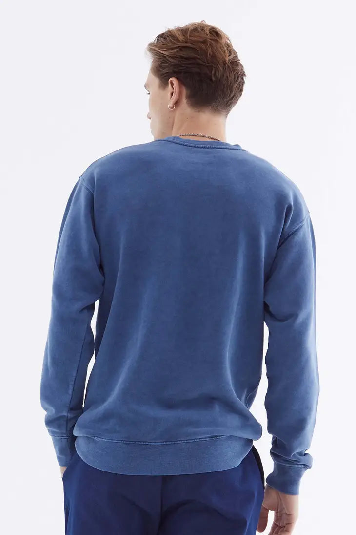 Sweatshirt mit Wickelstickerei und Stückfärben-Effekt aus 100% Baumwolle