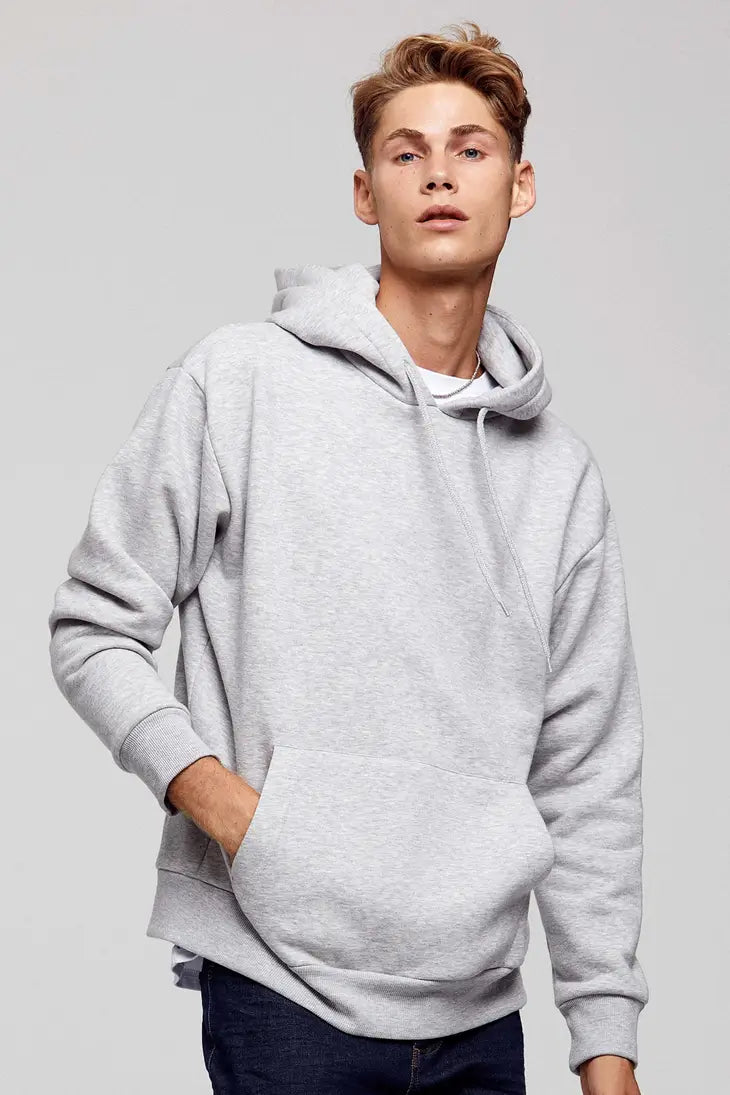 Komfortables Langarm-Kapuzen-Sweatshirt (Hoodie) mit Ton-in-Ton-Wickellogo-Stickerei und Kängurutaschen