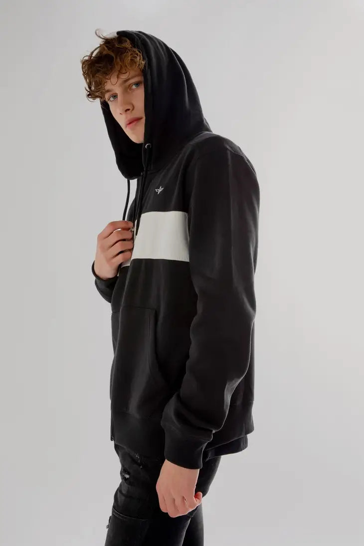 Reißverschluss Hoodie aus Baumwoll-Fleece (SCHWARZ)
