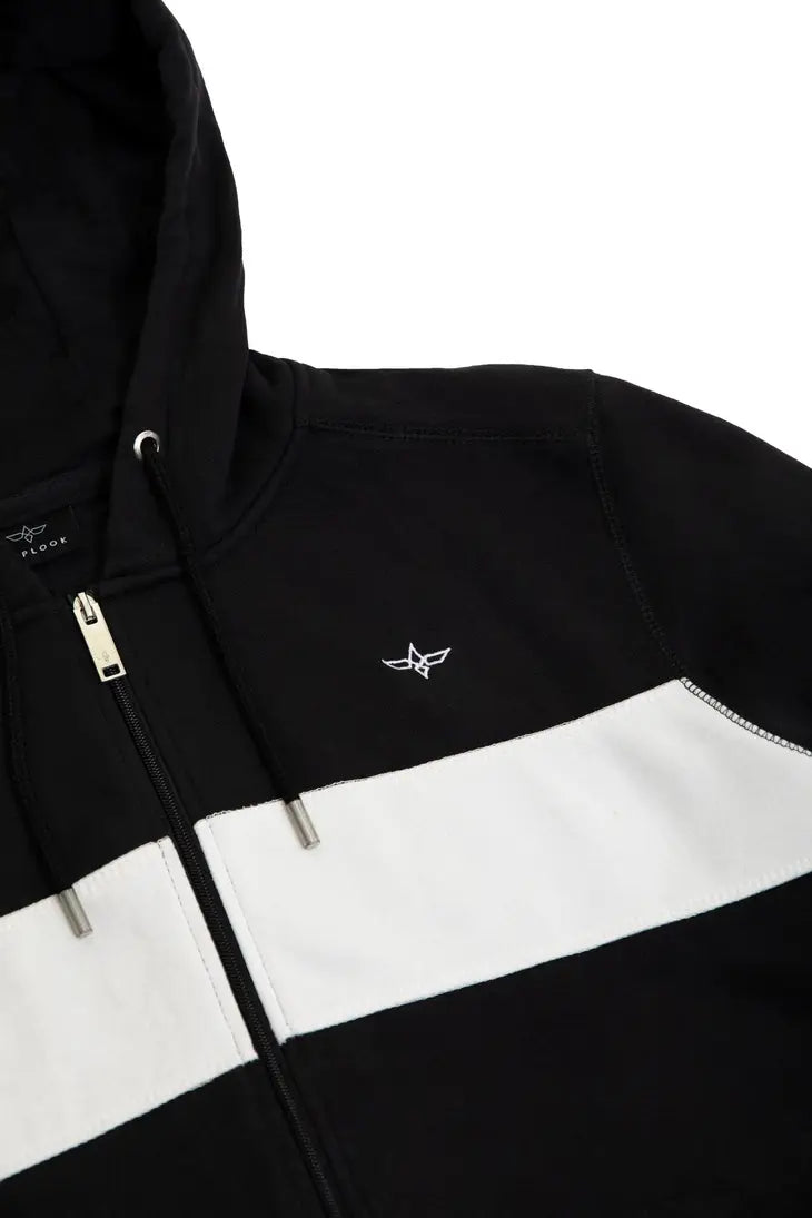 Reißverschluss Hoodie aus Baumwoll-Fleece (SCHWARZ)