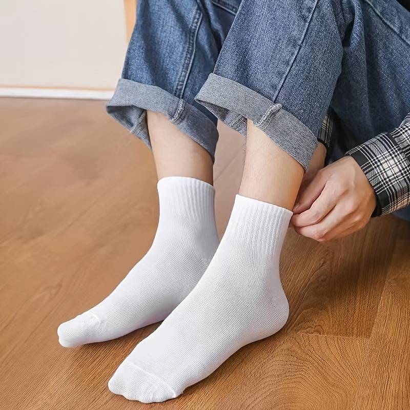 10 Paar Unisex Baumwollsocken - Einfarbig, Bequem und Atmungsaktiv