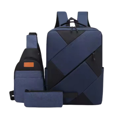 Laptop-Rucksack-Set mit USB-Anschluss | 3-teilig | Leicht & Wasserdicht | Ideal für Alltag & Reisen