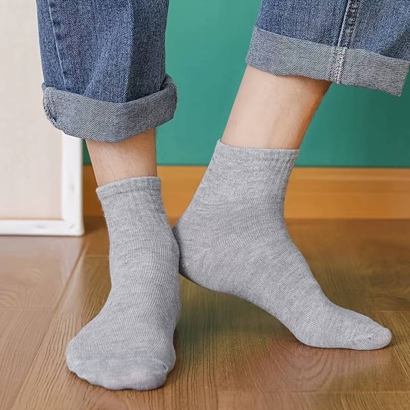 10 Paar Unisex Baumwollsocken - Einfarbig, Bequem und Atmungsaktiv