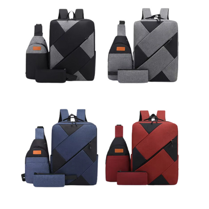 Laptop-Rucksack-Set mit USB-Anschluss | 3-teilig | Leicht & Wasserdicht | Ideal für Alltag & Reisen