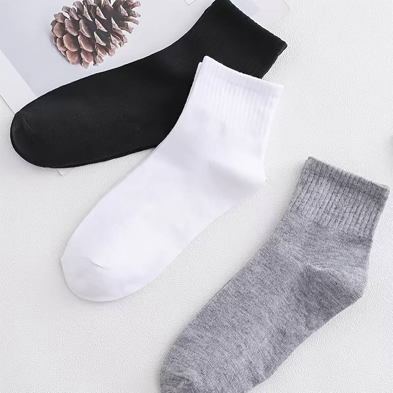 10 Paar Unisex Baumwollsocken - Einfarbig, Bequem und Atmungsaktiv