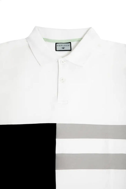 T-Shirt Herren 100% Baumwolle Rundhals Kurzarm mit vertikalem Panel in Weiß Shirt aus Natürlich L,XL, 2XL