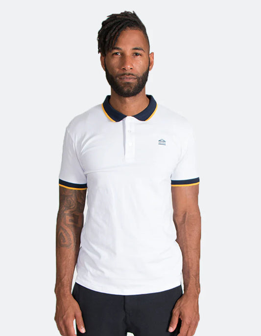 T-Shirt Herren 95% Baumwolle Rundhals Blau und Gold Kurzarm Shirt aus Natürlich